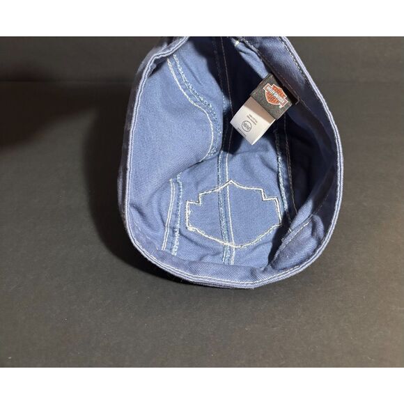 Harley-Davidson Infant Toddler Blue Cotton Skull Cap Beanie Hat Bar & Shield - Picture 4 of 6